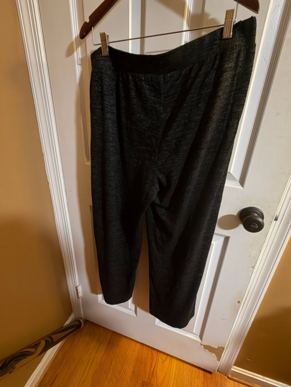 Chico’s Travelers Lounge Set | Open Hooded Cardigan + Pants | Black Shimmer Knit - Picture 6 of 7